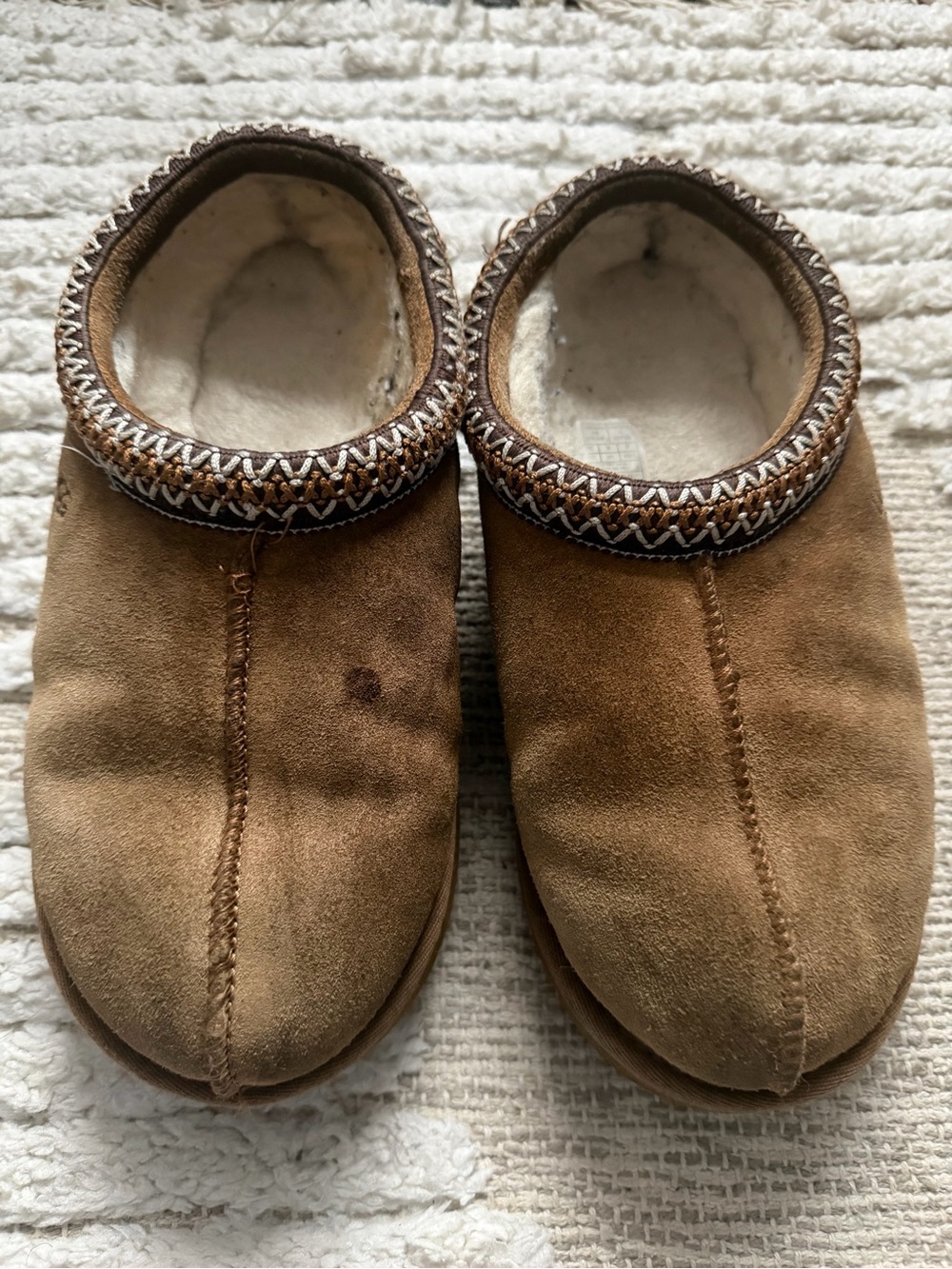 UGG Chestnut Suede Shearling-Lined Mules